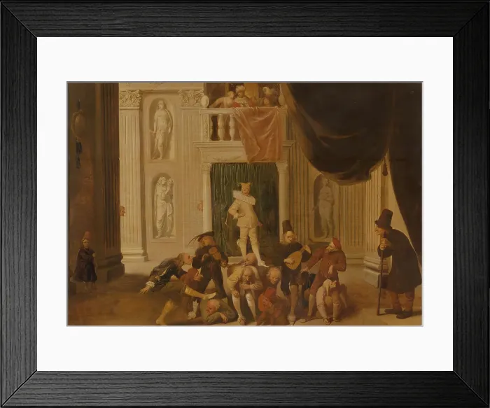 Framed Print : The Triumph of Folly: Brutus Playing the Fool before King Tarquinius. Creator: Pieter Jansz. Quast