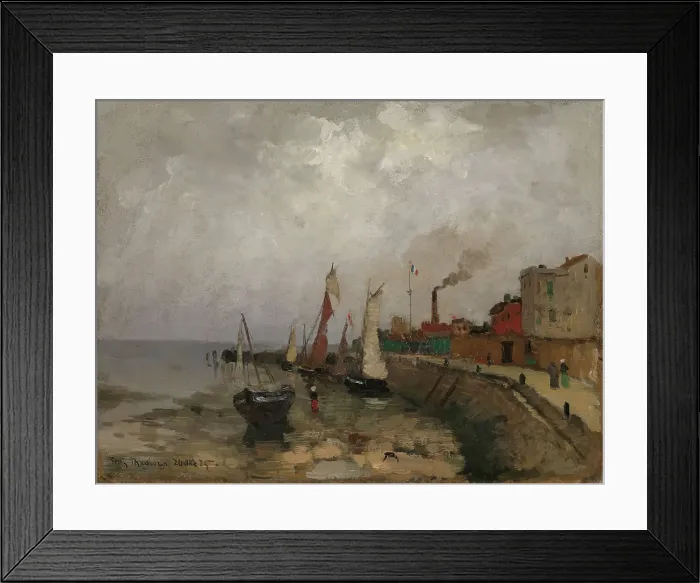 Framed Print : French port (Le Havre), 1875. Creator: Frits Thaulow Framed Print : French port (Le Havre), 1875. Creator: Frits Thaulow