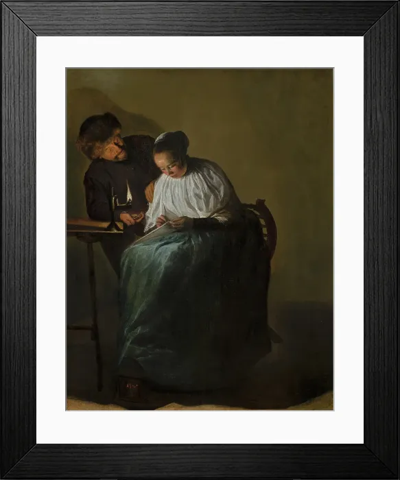 Framed Print : Man Offering Money to a Young Woman. Creator: Judith Leyster Framed Print : Man Offering Money to a Young Woman. Creator: Judith Leyster