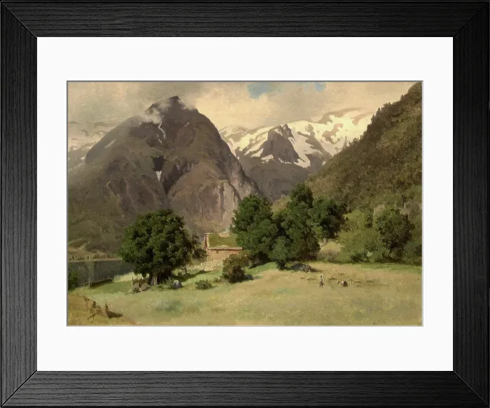 Framed Print : Landscape at Tjugum, probably 1849. Creator: Hans Gude Framed Print : Landscape at Tjugum, probably 1849. Creator: Hans Gude