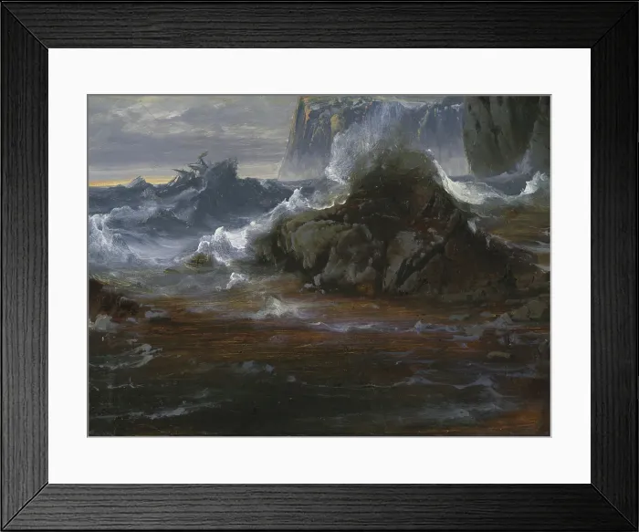 Framed Print : Coastal Cliffs in Stormy Weather, c1840-1880. Creator: Peder Balke Framed Print : Coastal Cliffs in Stormy Weather, c1840-1880. Creator: Peder Balke