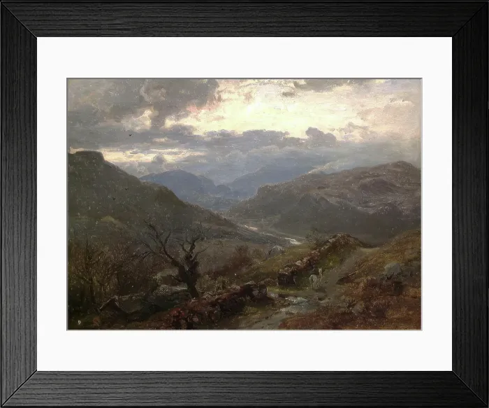Framed Print : View of Mountains in Wales, Started 1862, ended 1864. Creator: Hans Gude Framed Print : View of Mountains in Wales, Started 1862, ended 1864. Creator: Hans Gude