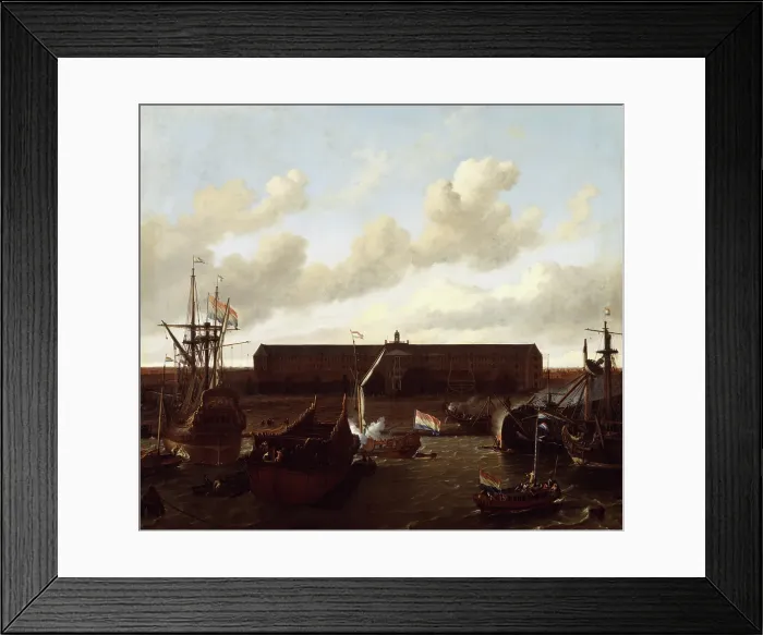 Framed Print : The Shipyard of the Dutch East India Company at Amsterdam, 1696. Creator: Ludolf Bakhuizen Framed Print : The Shipyard of the Dutch East India Company at Amsterdam, 1696. Creator: Ludolf Bakhuizen