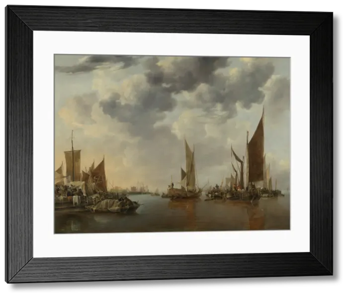 Framed Print : Seascape with Ships. Creator: Jan van de Cappelle Framed Print : Seascape with Ships. Creator: Jan van de Cappelle