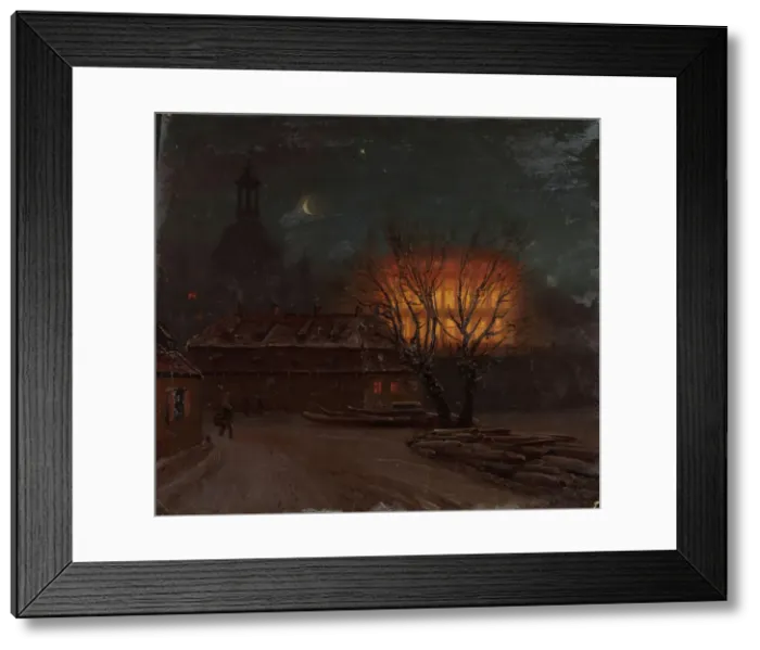 Framed Print : Winter Evening in Dresden, 1845. Creator: Knud Baade Framed Print : Winter Evening in Dresden, 1845. Creator: Knud Baade