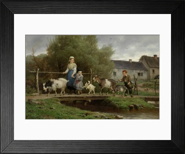 Framed Print : Over the Plank Bridge, 1878. Creator: Andre Plumot Framed Print : Over the Plank Bridge, 1878. Creator: Andre Plumot