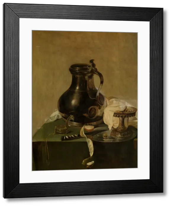 Framed Print : Still Life with a Pewter Flagon, 1635. Creator: Jan den Uyl Framed Print : Still Life with a Pewter Flagon, 1635. Creator: Jan den Uyl