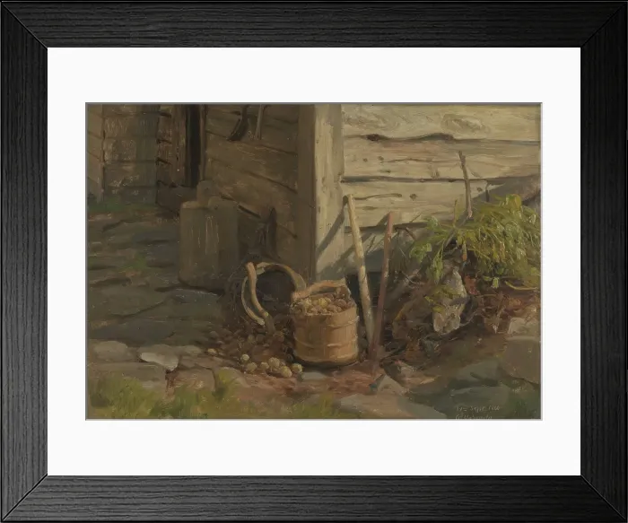 Framed Print : Study of a Treebucket with Potatoes, 1860. Creator: Anders Monsen Askevold Framed Print : Study of a Treebucket with Potatoes, 1860. Creator: Anders Monsen Askevold