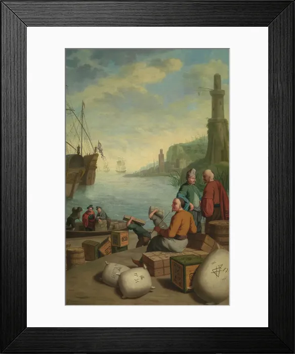 Framed Print : View of a Eastern Harbour, 1772. Creator: Jan Josef Horemans II Framed Print : View of a Eastern Harbour, 1772. Creator: Jan Josef Horemans II