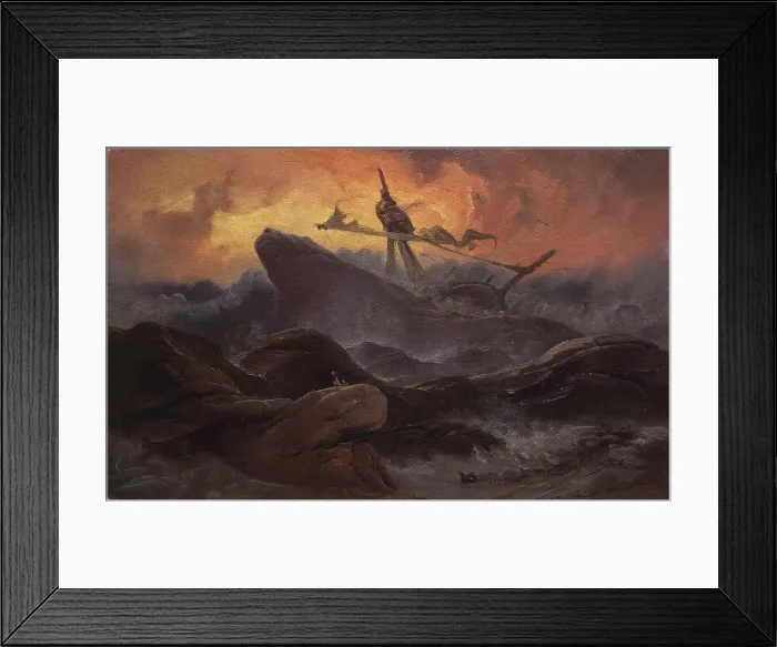 Framed Print : Shipwreck, 1844. Creator: Knud Baade Framed Print : Shipwreck, 1844. Creator: Knud Baade