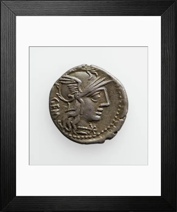 Framed Print : Denarius of M. Aburius Geminus, about 132 B.C. Creator: Unknown Framed Print : Denarius of M. Aburius Geminus, about 132 B.C. Creator: Unknown