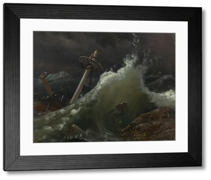 Framed Print : Shipwrecked, 1839. Creator: Knud Baade Framed Print : Shipwrecked, 1839. Creator: Knud Baade