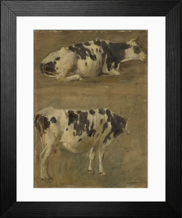 Framed Print : Study of two Cows, Undated. Creator: Anders Monsen Askevold Framed Print : Study of two Cows, Undated. Creator: Anders Monsen Askevold