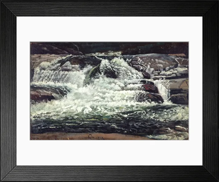 Framed Print : A Waterfall, 1833. Creator: Knud Baade Framed Print : A Waterfall, 1833. Creator: Knud Baade