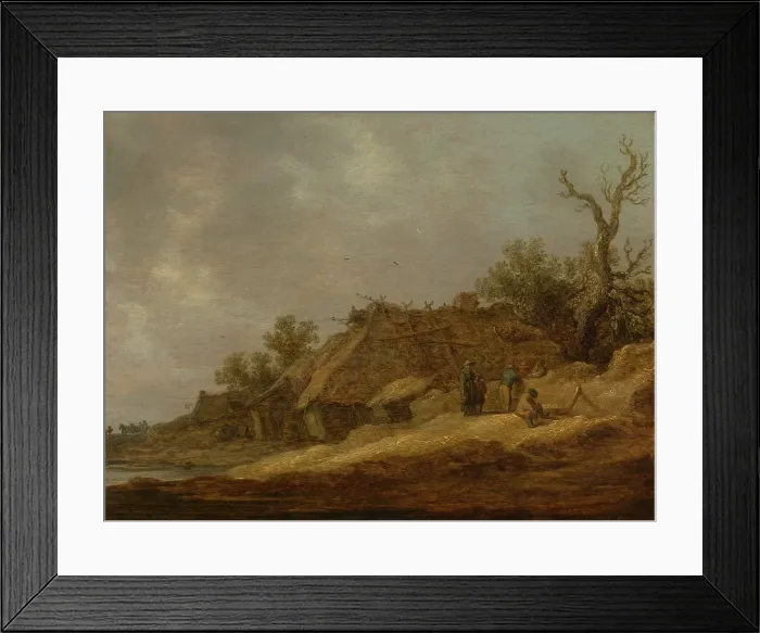 Framed Print : Dilapidated Farmhouse with Peasants. Creator: Jan van Goyen Framed Print : Dilapidated Farmhouse with Peasants. Creator: Jan van Goyen