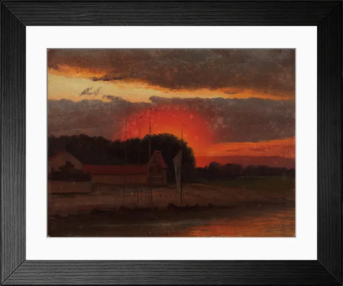 Framed Print : The Elbe in Sunset, 1844. Creator: Knud Baade Framed Print : The Elbe in Sunset, 1844. Creator: Knud Baade