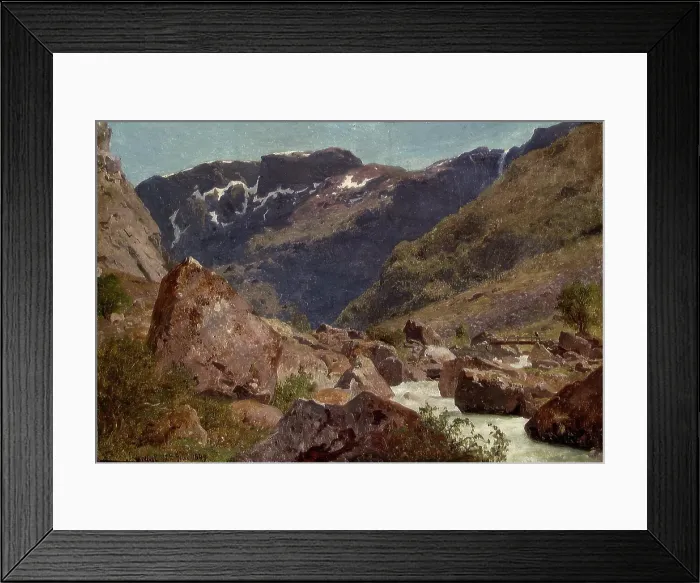 Framed Print : From Simadal in Hardanger, 1849. Creator: Hans Gude Framed Print : From Simadal in Hardanger, 1849. Creator: Hans Gude