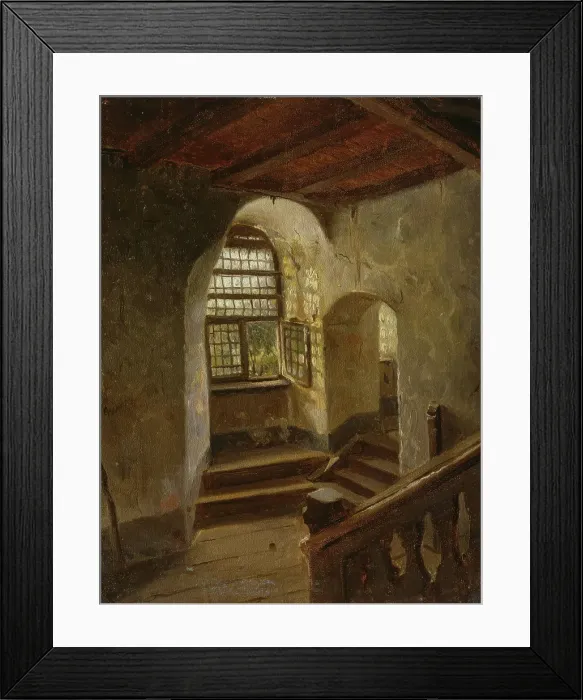 Framed Print : Stairway in a Castle by the Rhine, probably 1854. Creator: Adolph Tidemand Framed Print : Stairway in a Castle by the Rhine, probably 1854. Creator: Adolph Tidemand
