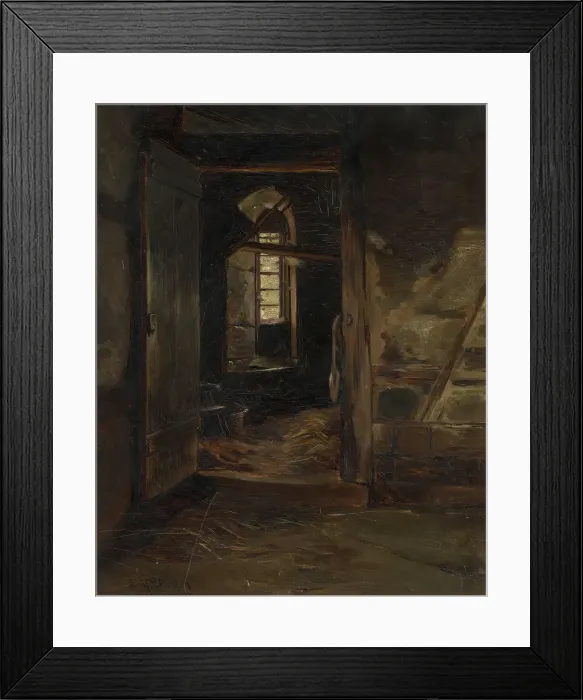 Framed Print : Interior from a Cowshed, 1872. Creator: Eilif Peterssen Framed Print : Interior from a Cowshed, 1872. Creator: Eilif Peterssen
