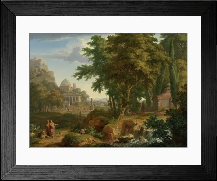 Framed Print : Arcadian Landscape with Saints Peter and John Healing the Lame Man, c1702-1749. Creator: Jan van Huysum Framed Print : Arcadian Landscape with Saints Peter and John Healing the Lame Man, c1702-1749. Creator: Jan van Huysum