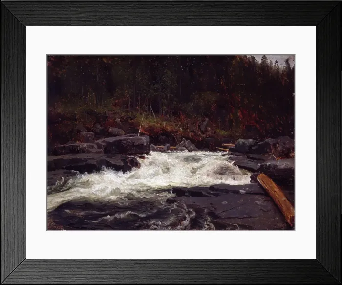 Framed Print : Waterfall in Telemark, Study for Inv.No. 427, probably 1852. Creator: Herman August Cappelen Framed Print : Waterfall in Telemark, Study for Inv.No. 427, probably 1852. Creator: Herman August Cappelen