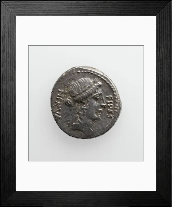 Framed Print : Denarius of Aulus Licinus Nerva, 47 B.C. Creator: Unknown Framed Print : Denarius of Aulus Licinus Nerva, 47 B.C. Creator: Unknown