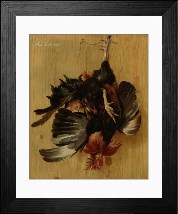 Framed Print : Dead Cock Hanging from a Nail, 1670. Creator: Melchior d'Hondecoeter Framed Print : Dead Cock Hanging from a Nail, 1670. Creator: Melchior d'Hondecoeter