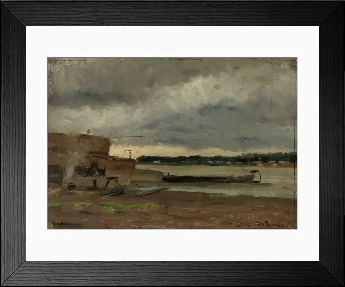 Framed Print : View of the Rhine near Dusseldorf, 1875. Creator: Gerhard Munthe
