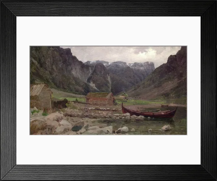 Framed Print : View from Gudvangen, 1850. Creator: Gustav Adolph Mordt Framed Print : View from Gudvangen, 1850. Creator: Gustav Adolph Mordt