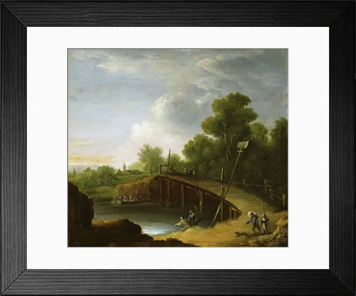 Framed Print : Landscape with a Bridge, End of the 18th century. Creator: Fredrik Petersen Framed Print : Landscape with a Bridge, End of the 18th century. Creator: Fredrik Petersen