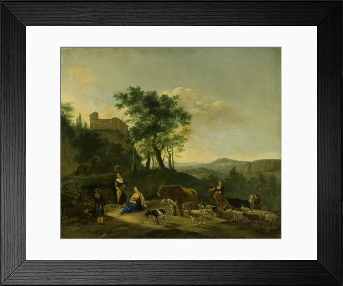 Framed Print : Italianate Landscape with Shepherds, c1630-1663. Creator: Jan Willemsz Lapp Framed Print : Italianate Landscape with Shepherds, c1630-1663. Creator: Jan Willemsz Lapp