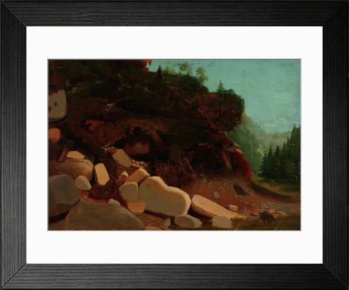 Framed Print : Nature Study with Rocks, 1846. Creator: Herman August Cappelen Framed Print : Nature Study with Rocks, 1846. Creator: Herman August Cappelen
