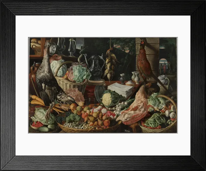 Framed Print : Kitchen Scene with Christ at Emmaus, c1560-1565. Creator: Joachim Beuckelaer Framed Print : Kitchen Scene with Christ at Emmaus, c1560-1565. Creator: Joachim Beuckelaer