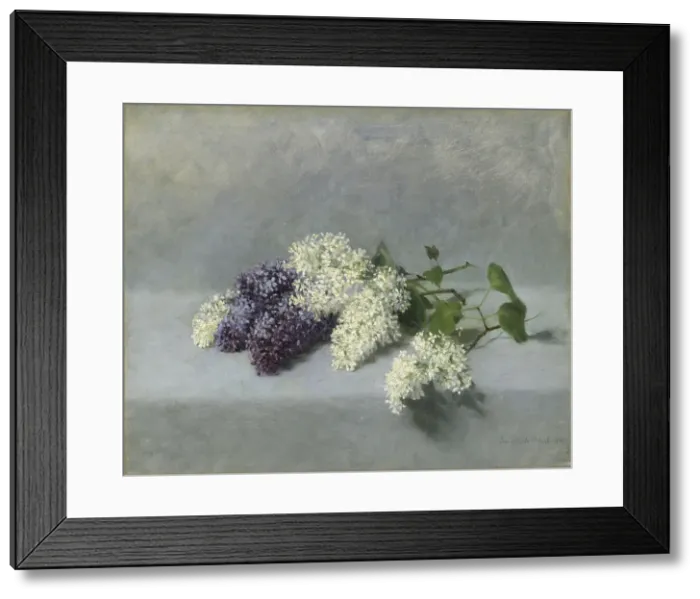 Framed Print : Still life with lilacs, 1890. Creator: Benedicte Scheel Framed Print : Still life with lilacs, 1890. Creator: Benedicte Scheel