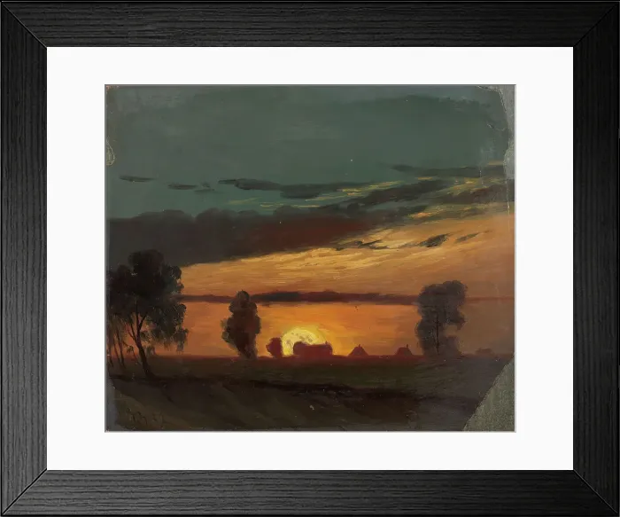 Framed Print : Landscape in Sunset, 1852. Creator: Knud Baade Framed Print : Landscape in Sunset, 1852. Creator: Knud Baade