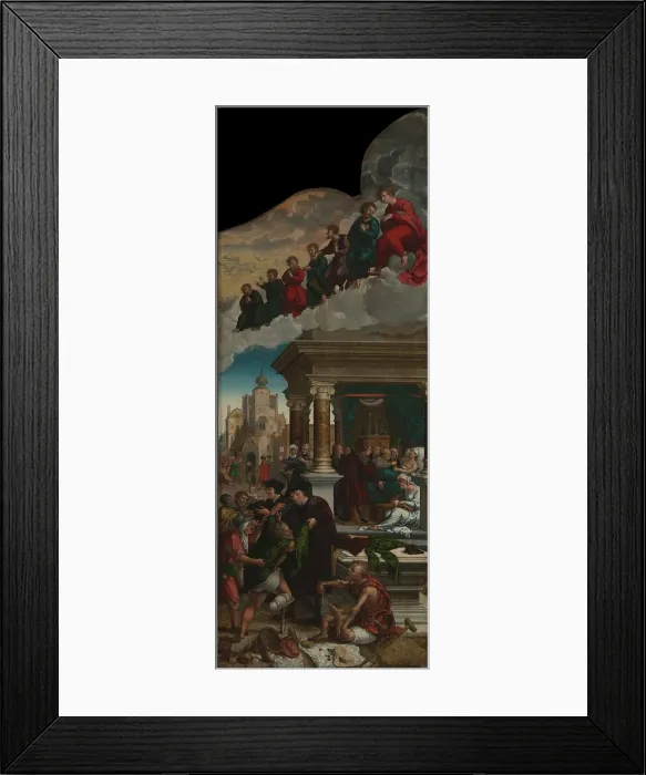 Framed Print : Three Acts of Mercy: Clothing the Naked, Liberating the Imprisoned and Feeding the Hungry, 1517-24 / 25 Creator: Bernaert van Orley Framed Print : Three Acts of Mercy: Clothing the Naked, Liberating the Imprisoned and Feeding the Hungry, 1517-24 / 25 Creator: Bernaert van Orley