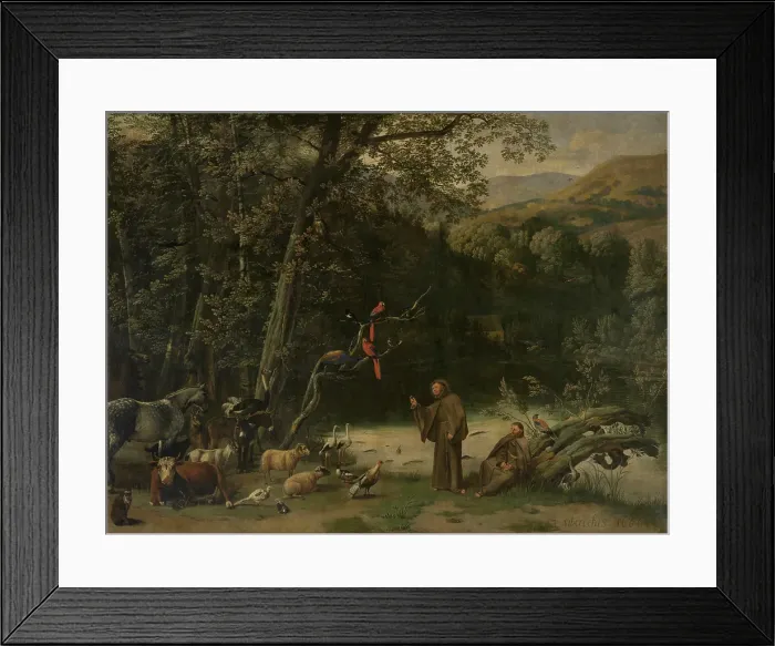 Framed Print : Saint Francis of Assisi Preaching to the Animals, 1666. Creator: Jan Siberechts Framed Print : Saint Francis of Assisi Preaching to the Animals, 1666. Creator: Jan Siberechts