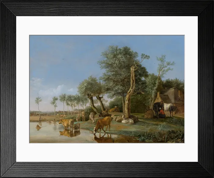 Framed Print : Cows Reflected in the Water, 1648. Creator: Paulus Potter Framed Print : Cows Reflected in the Water, 1648. Creator: Paulus Potter