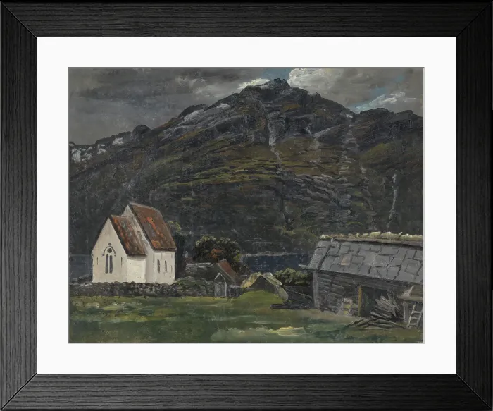 Framed Print : The Church at Ullensvang in Hardanger, probably 1835. Creator: Knud Baade Framed Print : The Church at Ullensvang in Hardanger, probably 1835. Creator: Knud Baade