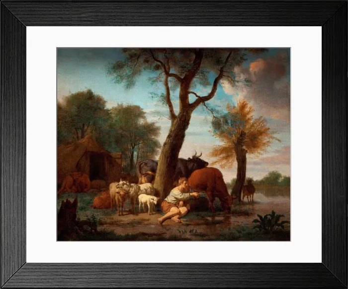 Framed Print : The fishing herdsman, 1664. Creator: Adriaen van de Velde Framed Print : The fishing herdsman, 1664. Creator: Adriaen van de Velde