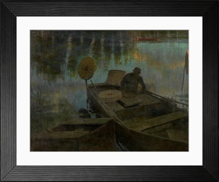 Framed Print : Fisherman in the Moonlight, c1890s. Creator: Charles Mertens Framed Print : Fisherman in the Moonlight, c1890s. Creator: Charles Mertens