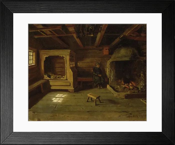 Framed Print : Farm Interior from Skjonne in Numedal, 1848. Creator: Adolph Tidemand Framed Print : Farm Interior from Skjonne in Numedal, 1848. Creator: Adolph Tidemand