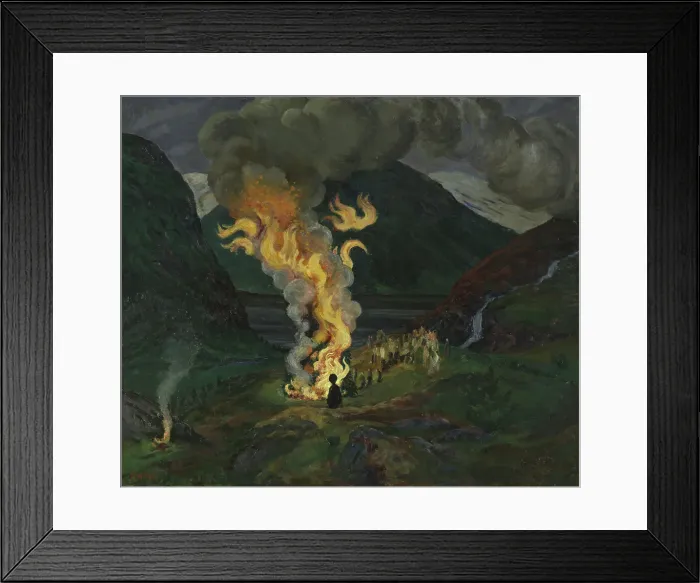 Framed Print : Bonfire celebrating Midsummer Night, 1912 and 1926. Creator: Nikolai Johannes Astrup Framed Print : Bonfire celebrating Midsummer Night, 1912 and 1926. Creator: Nikolai Johannes Astrup