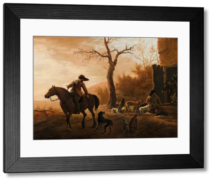 Framed Print : Landscape with Hunters, 1640. Creator: Pieter van Laer