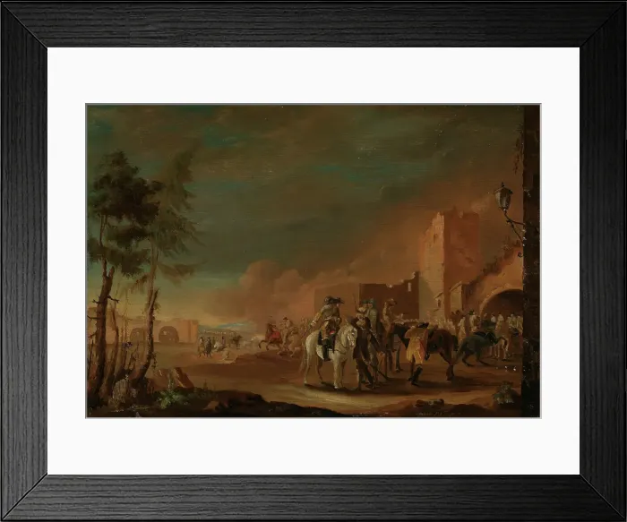 Framed Print : Riders in burning city, 1768. Creator: VS Framed Print : Riders in burning city, 1768. Creator: VS