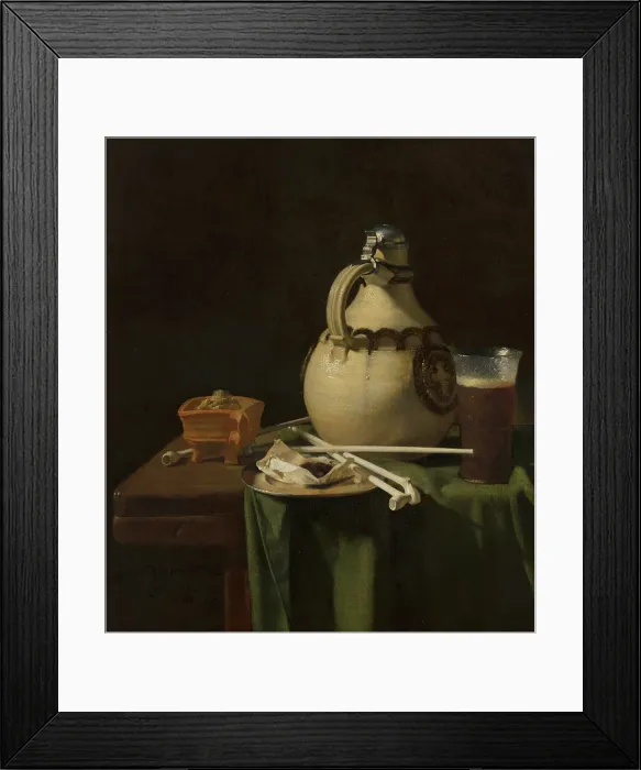 Framed Print : Still Life with Earthenware Jug and Clay Pipes, 1658. Creator: Pieter van Anraedt Framed Print : Still Life with Earthenware Jug and Clay Pipes, 1658. Creator: Pieter van Anraedt