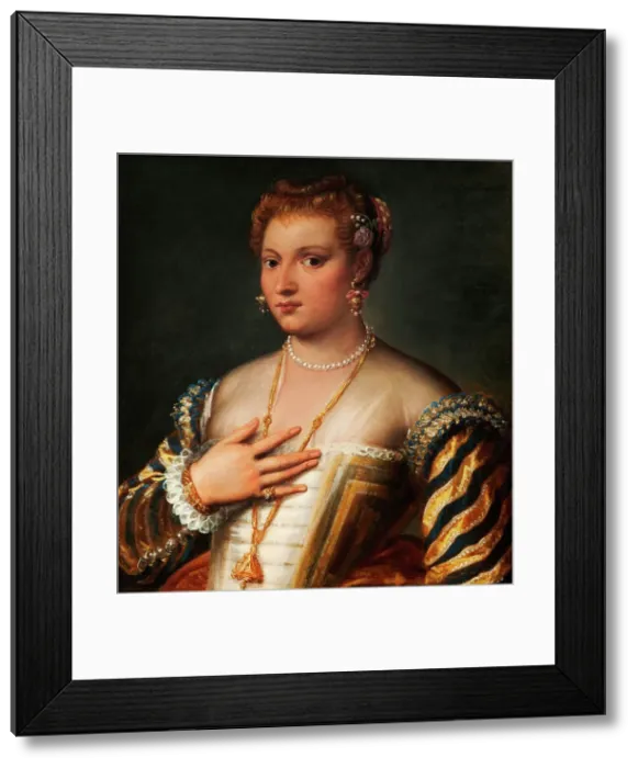 Framed Print : Portrait of a young Venetian woman, n.d. c1560-1600. Creator: Francesco Montemezzano Framed Print : Portrait of a young Venetian woman, n.d. c1560-1600. Creator: Francesco Montemezzano