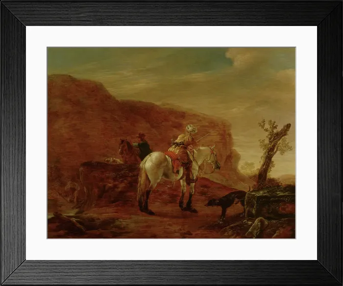 Framed Print : Two Horsemen by a Stream. Creator: Pieter Cornelisz Verbeecq Framed Print : Two Horsemen by a Stream. Creator: Pieter Cornelisz Verbeecq