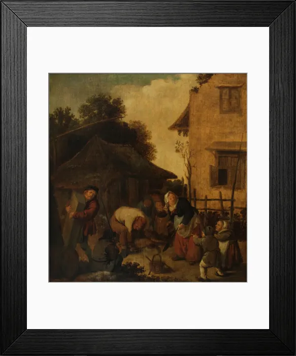 Framed Print : The Slaughter of the Pig in November, 1650-1675. Creator: Jan Miense Molenaer