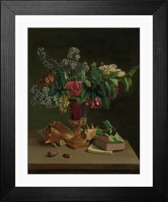 Framed Print : Still Life with Flowers, 1847. Creator: Knud Bergslien Framed Print : Still Life with Flowers, 1847. Creator: Knud Bergslien
